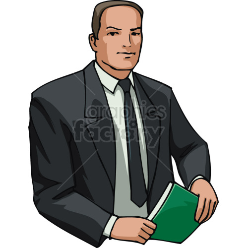 business man holding book clipart.