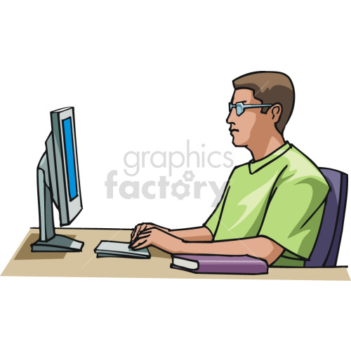 software engineer working at desk clipart.