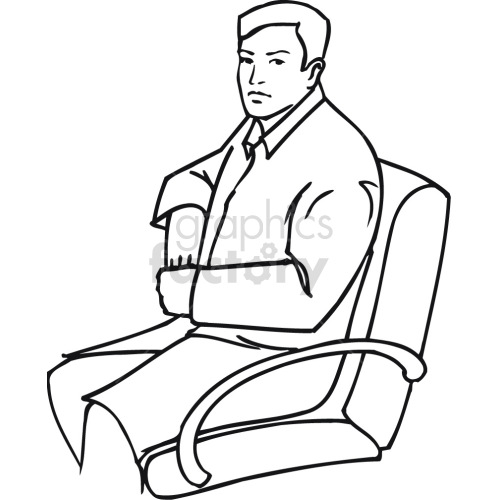 doctor sitting in chair black white clipart.