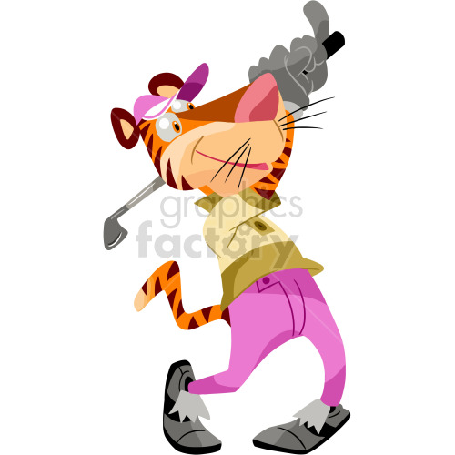 cartoon tiger playing golf clipart .