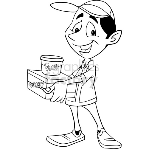 food+delivery cartoon food person black+white