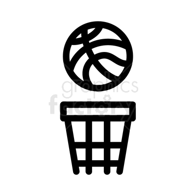 black and white vector graphic of basketball icon