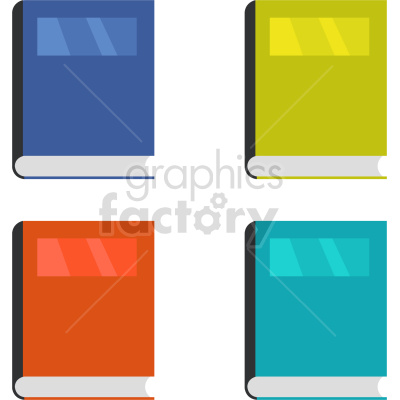 four books of various colors