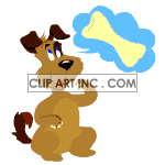 Animated cartoon dog dreaming about bones clipart. Commercial use image # 119368