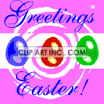 Animated Easter greetings with scrolling eggs animation. Commercial use animation # 120405