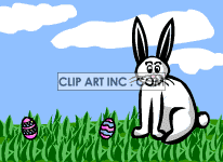 Animated Happy Easter with growing tulips and white bunny animation. Commercial use animation # 120421