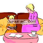 Child reading to her mother clipart. Commercial use image # 121878