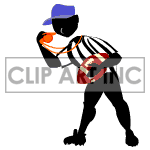 Animated football referee blowing his whistle. clipart.