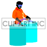 Animated man filling tanks up with fuel. clipart.