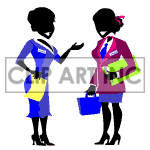 Animated business women talking. clipart. Commercial use image # 122689