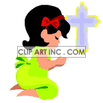 small girl praying clipart.