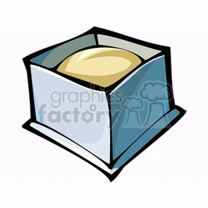 clipart - Golden Bundt Cake in a Silver Box.
