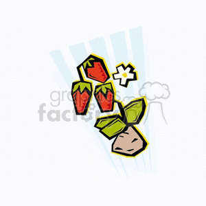 Single strawberry plant loaded with ripe red berries clipart.