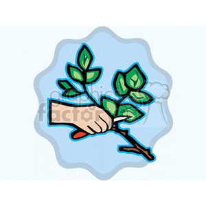 Abstract person hand-trimming leafy branch clipart. Commercial use image # 128757