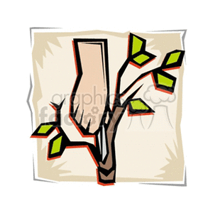 Hands pruning a seedling clipart.