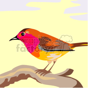A Single colorful Bird Sitting on a Branch clipart. Commercial use image # 128826