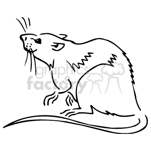The clipart image depicts a black-and-white illustration of a brown rat standing on its hind legs with its arms raised. 