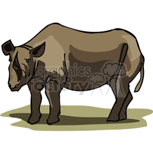 Full body side profile of large brown rhino  clipart. Commercial use image # 129747