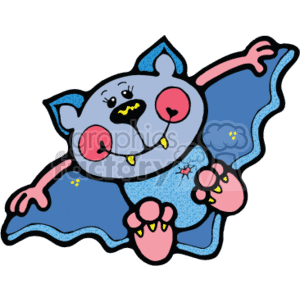Bat with open blue wings clipart. Commercial use image # 130001