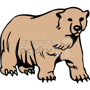 Full body profile of abstract grizzly bear clipart.