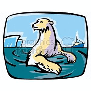 Polar bear swimming in the ocean clipart. Royalty-free image # 130115