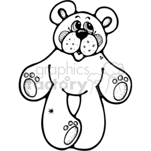 The clipart image shows a black and white country-style teddy bear. The bear is a stuffed animal toy, with its arms outstretched and a smile on its face. It appears to be standing on its hind legs and has a relatively large head compared to its body.
