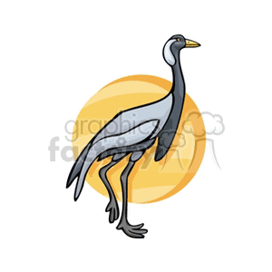 Gray and white crane walking clipart. Commercial use image # 130290