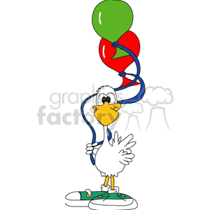Cartoon duck with balloons