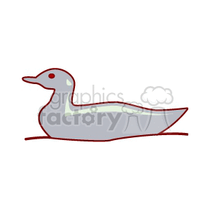 Silhouette gray duck outlined in red clipart. Royalty-free image # 130343