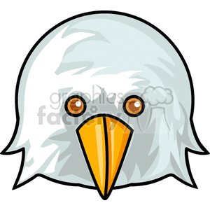 clipart - Cartoon bald eagle face, orange eyes.