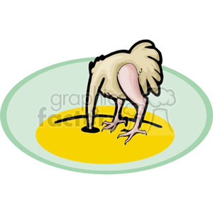 Ostrich with head in the sand clipart. Royalty-free image # 130513