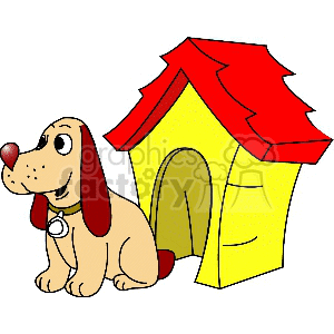 dog dogs animals canine canines house  dog-house.gif Clip Art Animals Dogs yellow