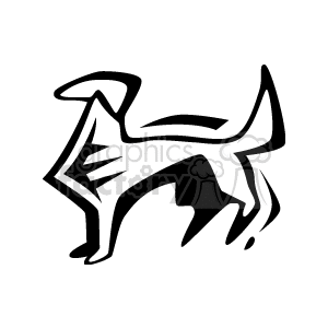 The image appears to be a stylized, abstract clipart of a dog. It features bold, simplified lines depicting the animal in a dynamic and artistic manner.