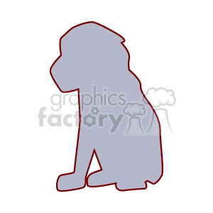 The image depicts a simplified silhouette of a seated dog. It appears to be a clipart-style illustration, with clean lines and minimal detail, suitable for various graphic design purposes.