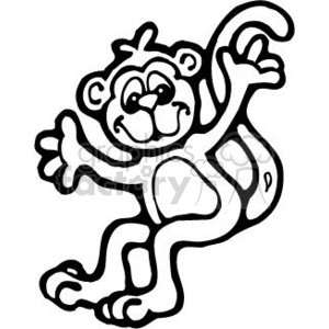 black and white posing monkey  clipart.