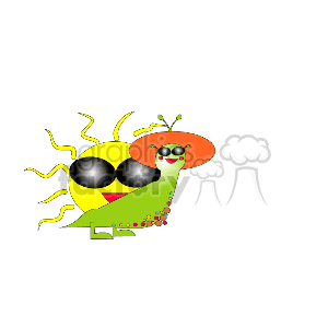 snail in red hat with the sun on it back clipart.