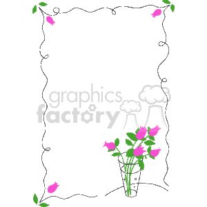 Pink tulips in a vase and in the corners border
