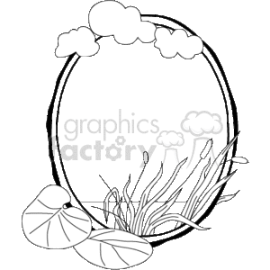 Round photo frame with grass and clouds clipart. Commercial use image # 133924