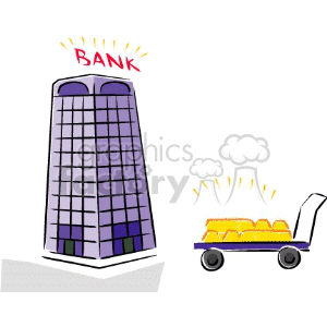   bank banks money perentage save financial cart carts gold  bank003.gif Clip Art Business 