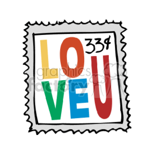 clipart - A 33 Cent Stamp that says Love U.