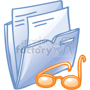 clipart - documents and  eyeglasses.