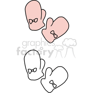   mittens gloves mitten pink lines winter clothing clothes Clip Art Clothing 