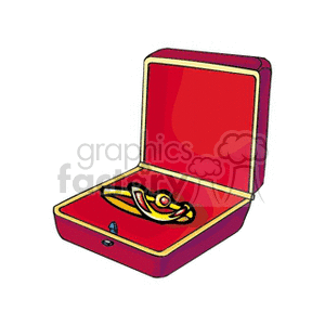 clipart - Gold and ruby tie clip in a red gift box.