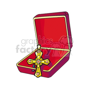 clipart - Gold religious cross pendant charm.