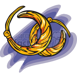 clipart - Gold round hoop earrings .