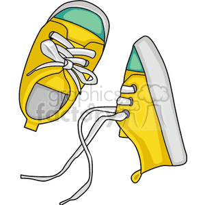 Green and yellow baby tennis shoes clipart. Commercial use image # 138189