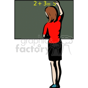 Teacher writing on a blackboard clipart #138601 at Graphics Factory.