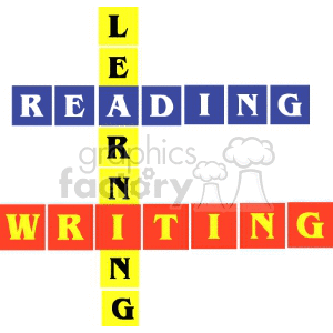 clipart - Cartoon spelling learning reading writing .