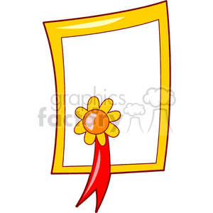 Cartoon certificate with flower ribbon