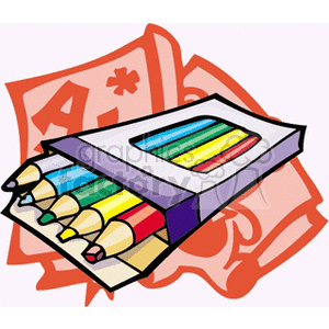 clipart - box of colored pencils.